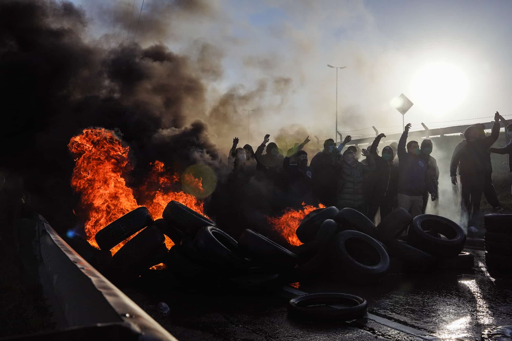 Corte de ruta en acceso oeste, Moreno, provincia de Buenos Aires.